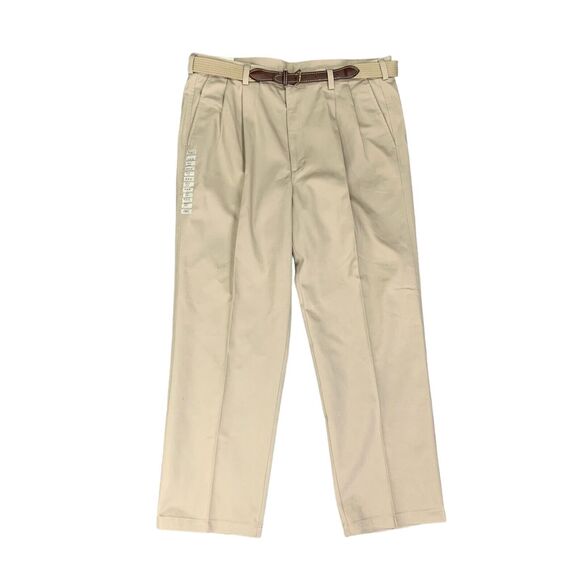 Haggar Pants Mens 38 Classic Fit Pleated Belted Straight Flat Front Non Iron New - Picture 1 of 12